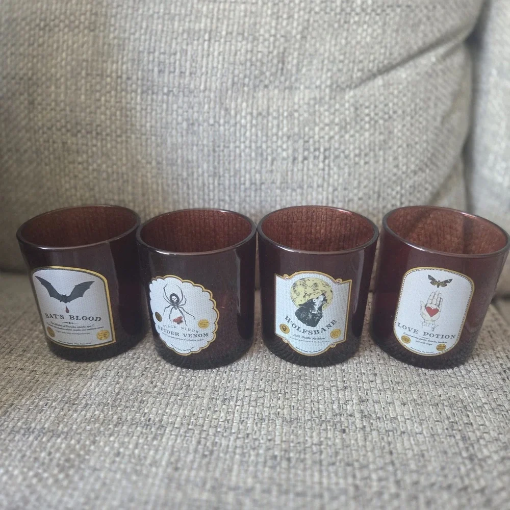 Threshold Halloween 4 Tumblers Drinking Glasses Burgundy 13.87oz Gothic NIB